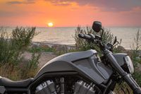 Harley Davidson im Sonnenuntergang
